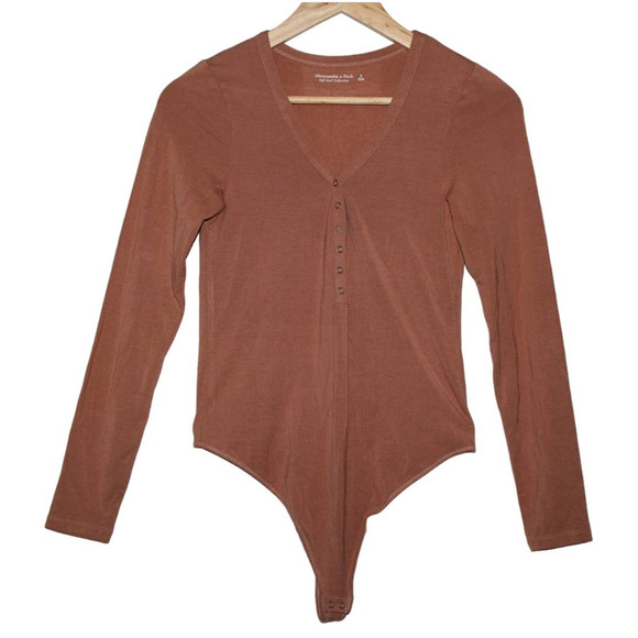 Abercrombie & Fitch Soft AF Collection Tan Brown Long Sleeve Bodysuit Size S NWT - Picture 1 of 6